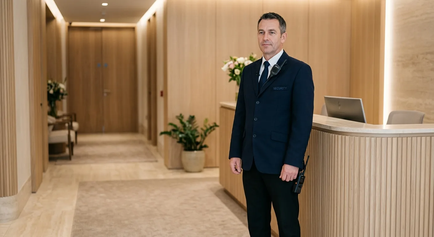 Security officer in a premium private medical clinic